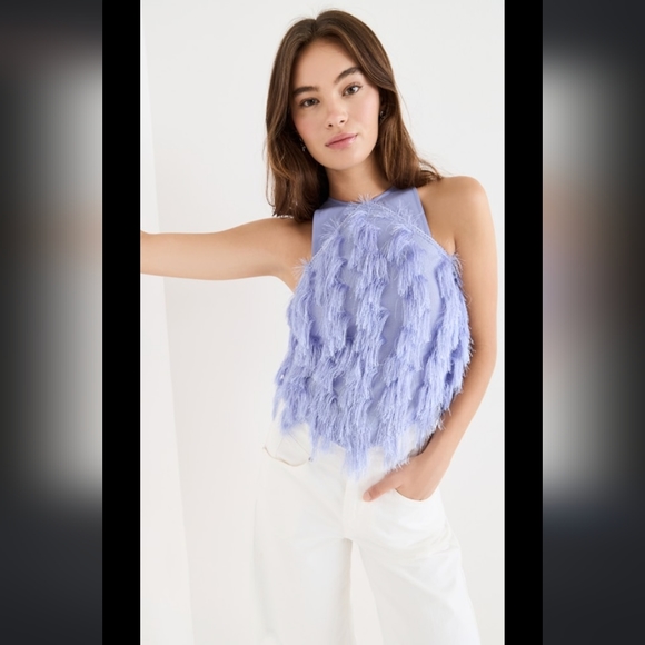 Ganni Purple Fringe Mesh Blouse - Picture 9 of 10